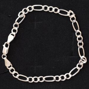 8" 3mm figaro style sterling silver bracelet.
